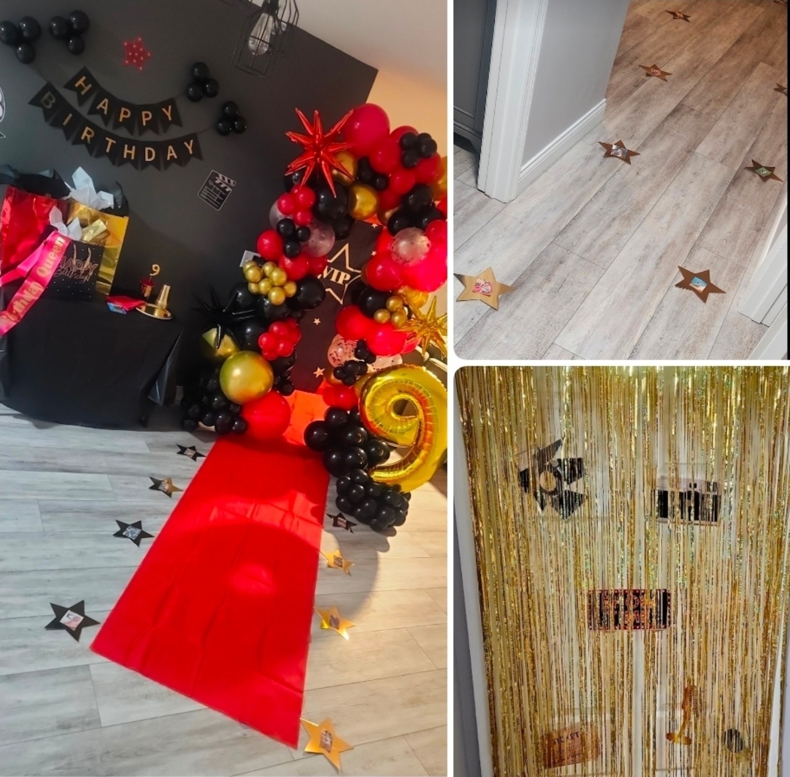 Personalized Hollywood red carpet birthday setup