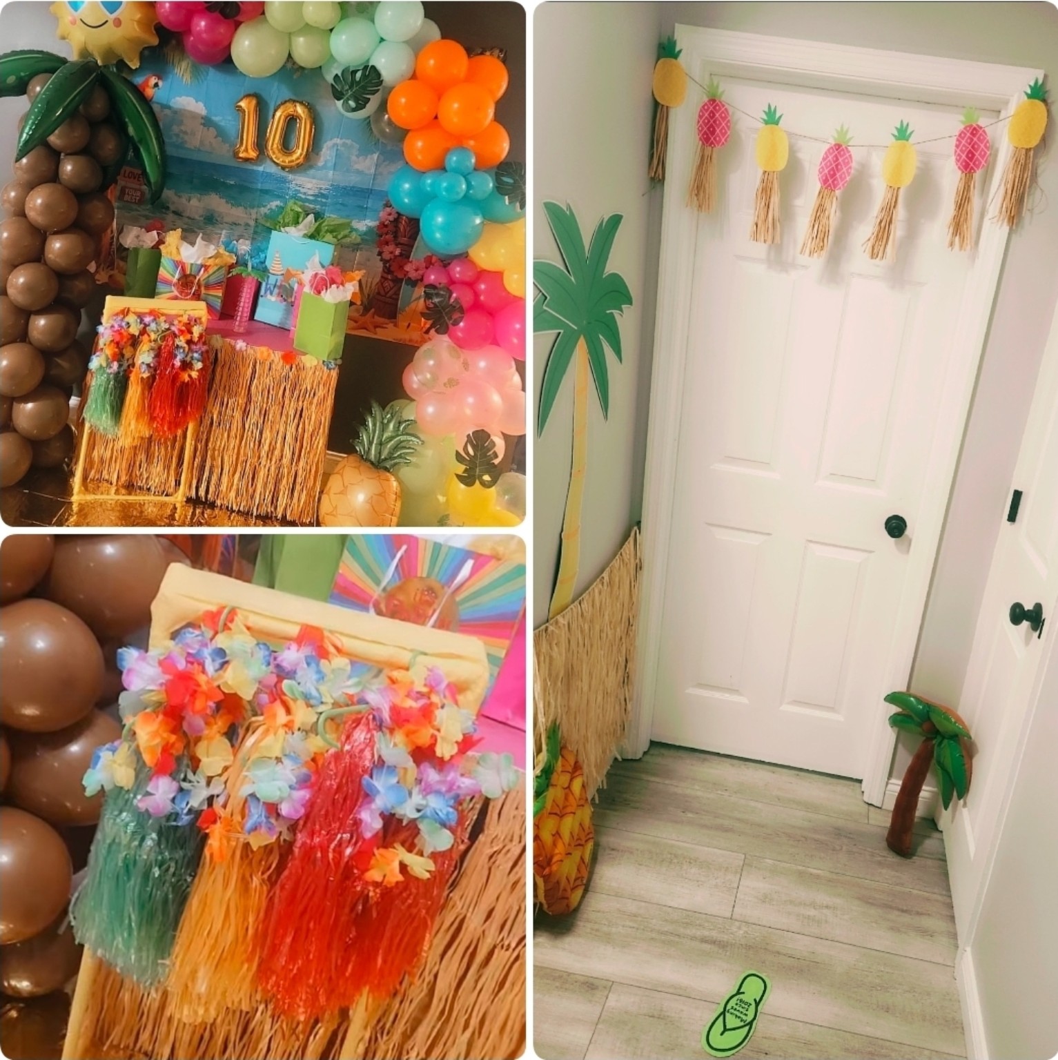 Personalized tropical luau birthday setup